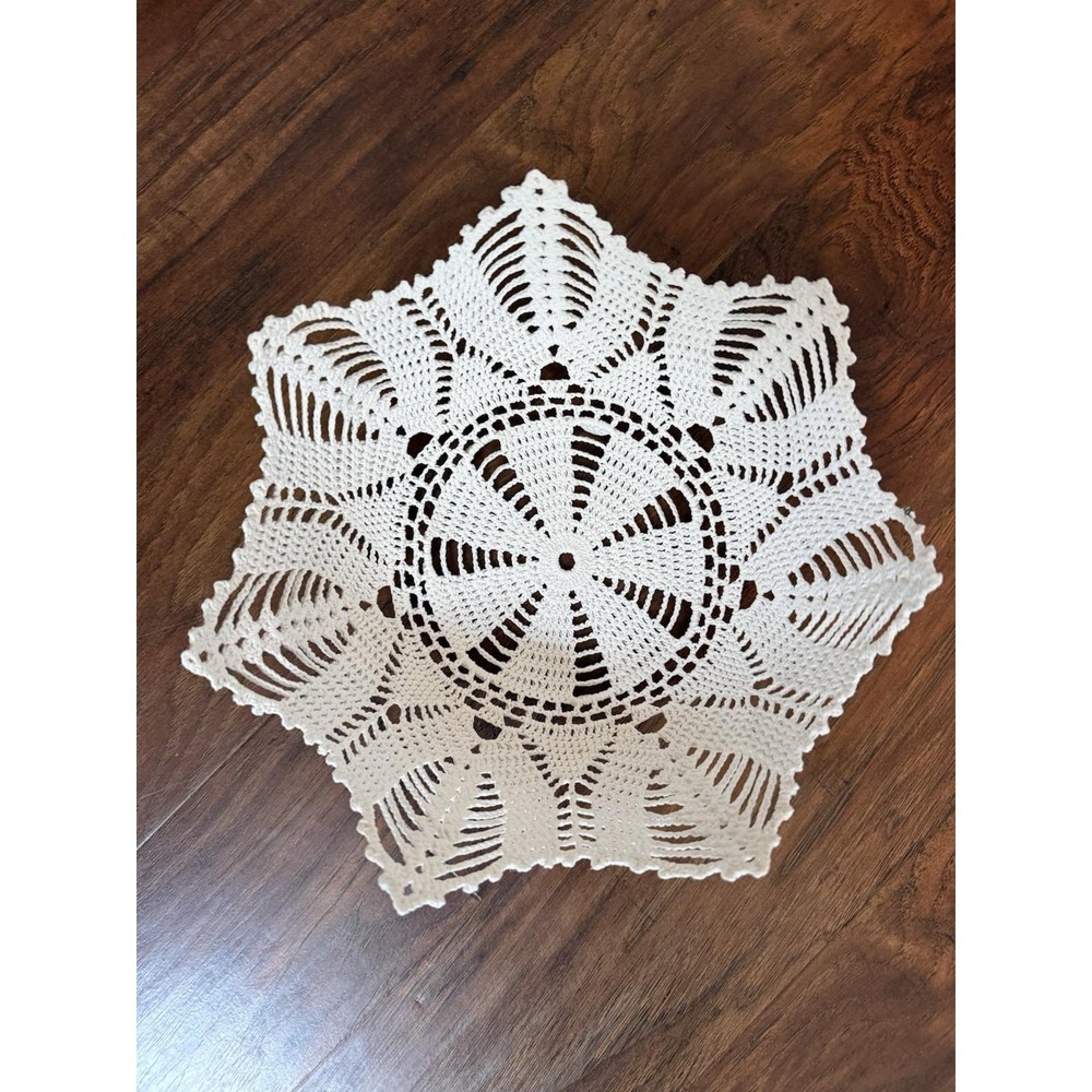 Vintage Handcrafted Crocheted Doily Basket made from Starched Cotton Crochet 9"
